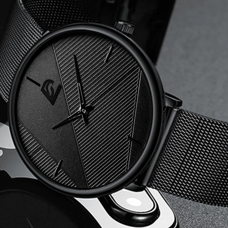 relógios simples negócios ultra fino aço inoxidável malha cinto quartzo relógio de pulso relogio masculino