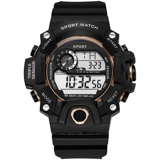 UTHAI-relógio de pulso eletrônico masculino, mostrador grande, multifuncional, impermeável, luminoso, alarme, esportes, masculino, moda, H117