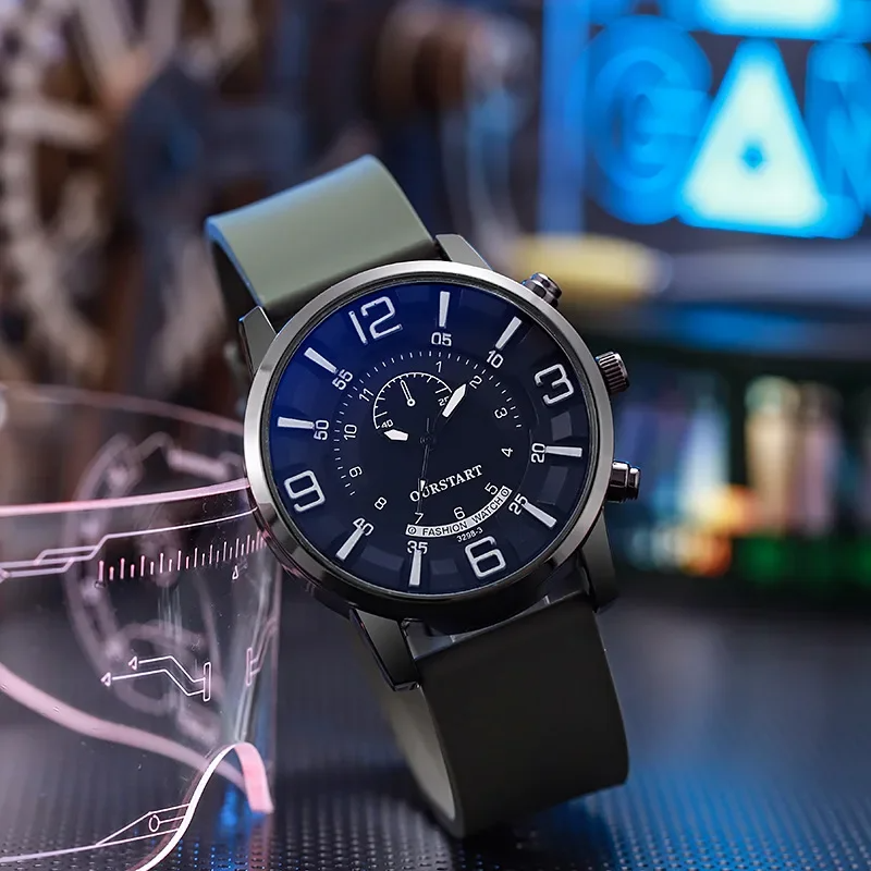 Relógios de pulso de quartzo masculino, relógios simples de silicone, relógio casual masculino, presente para o cotidiano